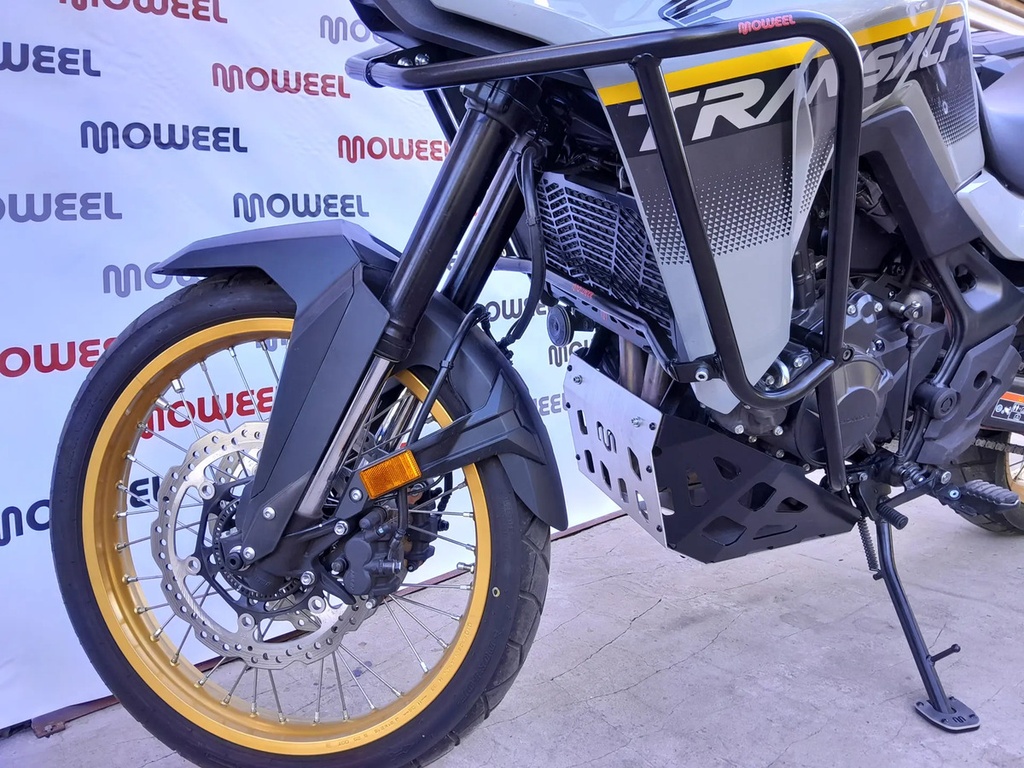 Cubre Carter Aluminio Honda Xl Transalp 750 Moweel Aluminio Con Laterales Negros